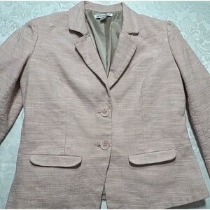 Pendleton Women Size 8 Blazer Linen Cotton Blend Pink White Plaid Two Bu